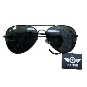 Raptor Black Metal Frame Green Lens Aviator Sunglasses One Pair NWT